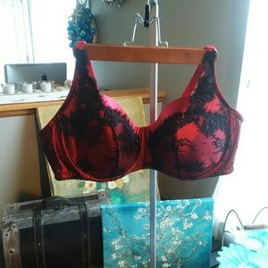 Sexy red bra with black lace details